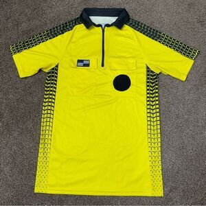 Yellow Referee Jersey S Official Sports US Soccer Fed Patch Shirt Short Sleeve